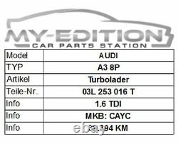 Audi A3 Vw Golf Passat Tiguan Skoda Seat 1.6tdi Turbo Cayc 03l253016t
