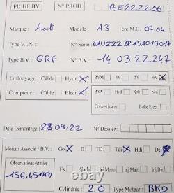 Boite 6 vitesses Audi A3 II / Golf V 2.0Tdi type GRF 156 451 kms